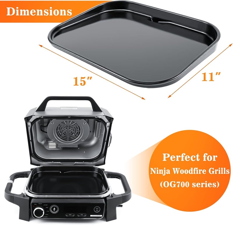 GRISUN Cast Iron Griddle XSKGRDPLT for Ninja Woodfire Grills OG700 Series, Outdoor Flat Top Griddle Plate, Ninja OG701 Griddle Pan with Oil Hole, Grill Accessories - Image 2